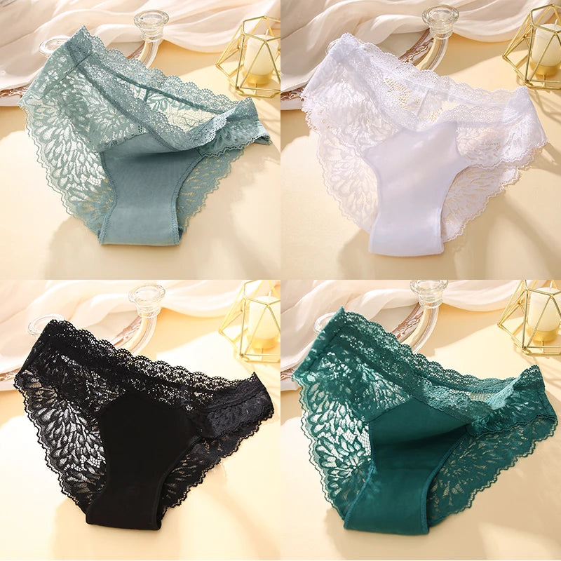 Set 4 Panties Sexy de Encaje con Transparencias - Lencería Elegante