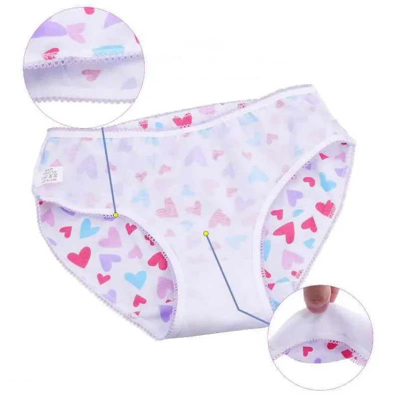 Girls 100% Cotton Cartoon Briefs 12-Pack | Sizes 1–12 Years | Mixed Colors