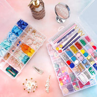 Plastic Organizer Box with Adjustable Dividers – 24 or 36 Grids | Jewelry, Beads, Craft & Fishing Tackle Storage