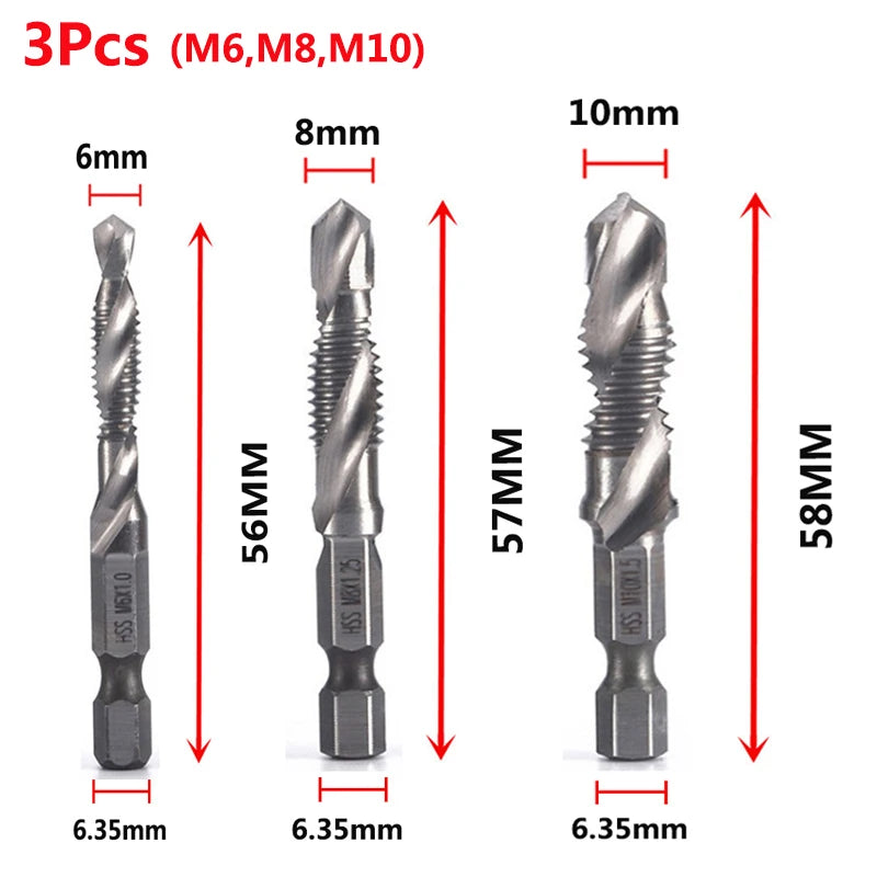 HSS Titanium Metric Tap Drill Bits Set | M3–M10 Thread Taps