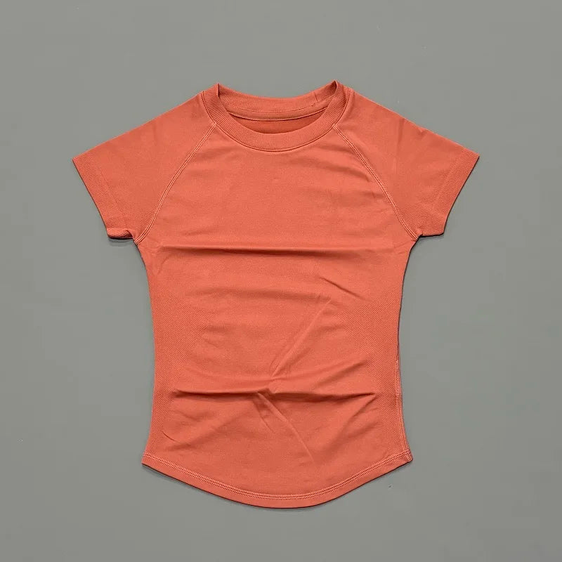 Women's Seamless Workout Top – Short Sleeve Yoga & Gym T-Shirt | Slim Fit Activewear