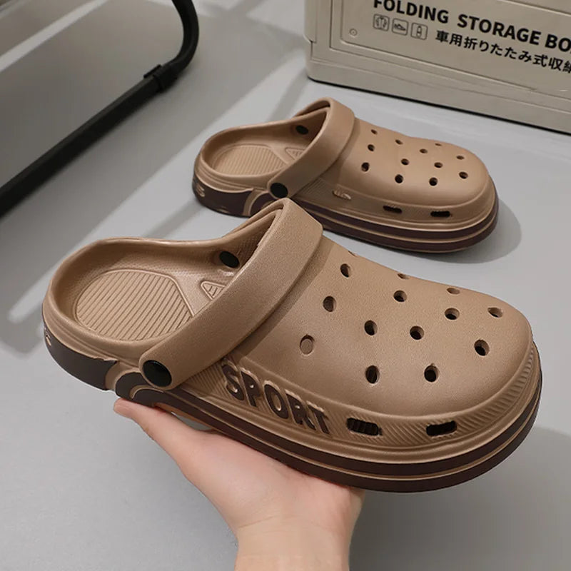 Unisex Perforated Platform Slides - Thick Sole Anti-Slip Summer Sandals