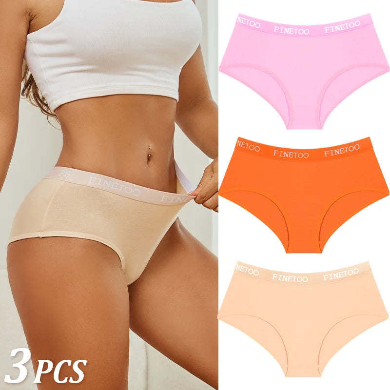 Set de 3 Panties de Algodón con Cinturón de Letras - Ropa Interior Sexy