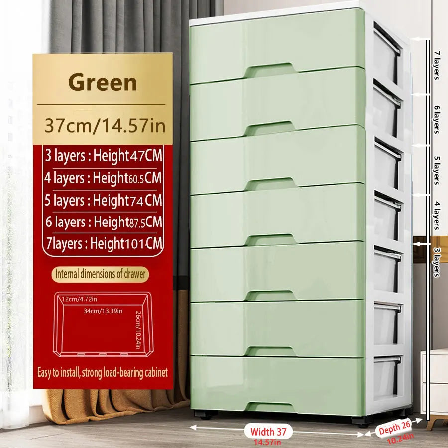 Rolling Drawer Storage Cabinet with Wheels | 3–7 Layer Dustproof Organizer Wardrobe