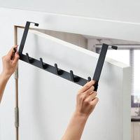 5-Hook Over-the-Door Organizer Rack – No-Drill Iron Hanger for Coats, Towels & Bags