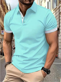 Men's Color Block Polo Shirt – Short Sleeve Casual Summer Top
