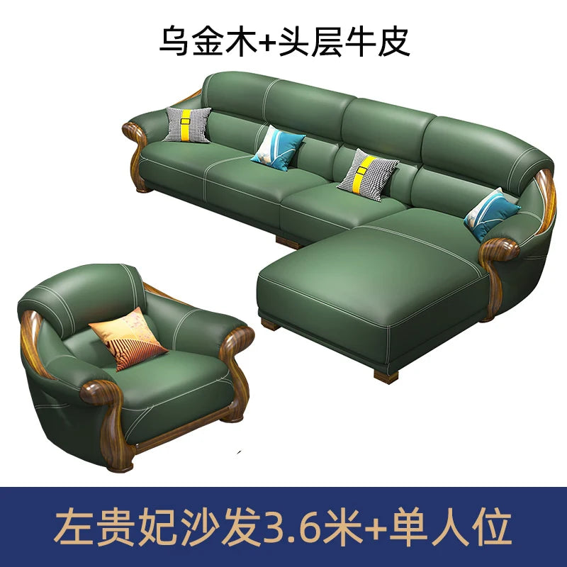 Designer Leather Recliner Corner Sofa - First Layer Cowhide L-Shape
