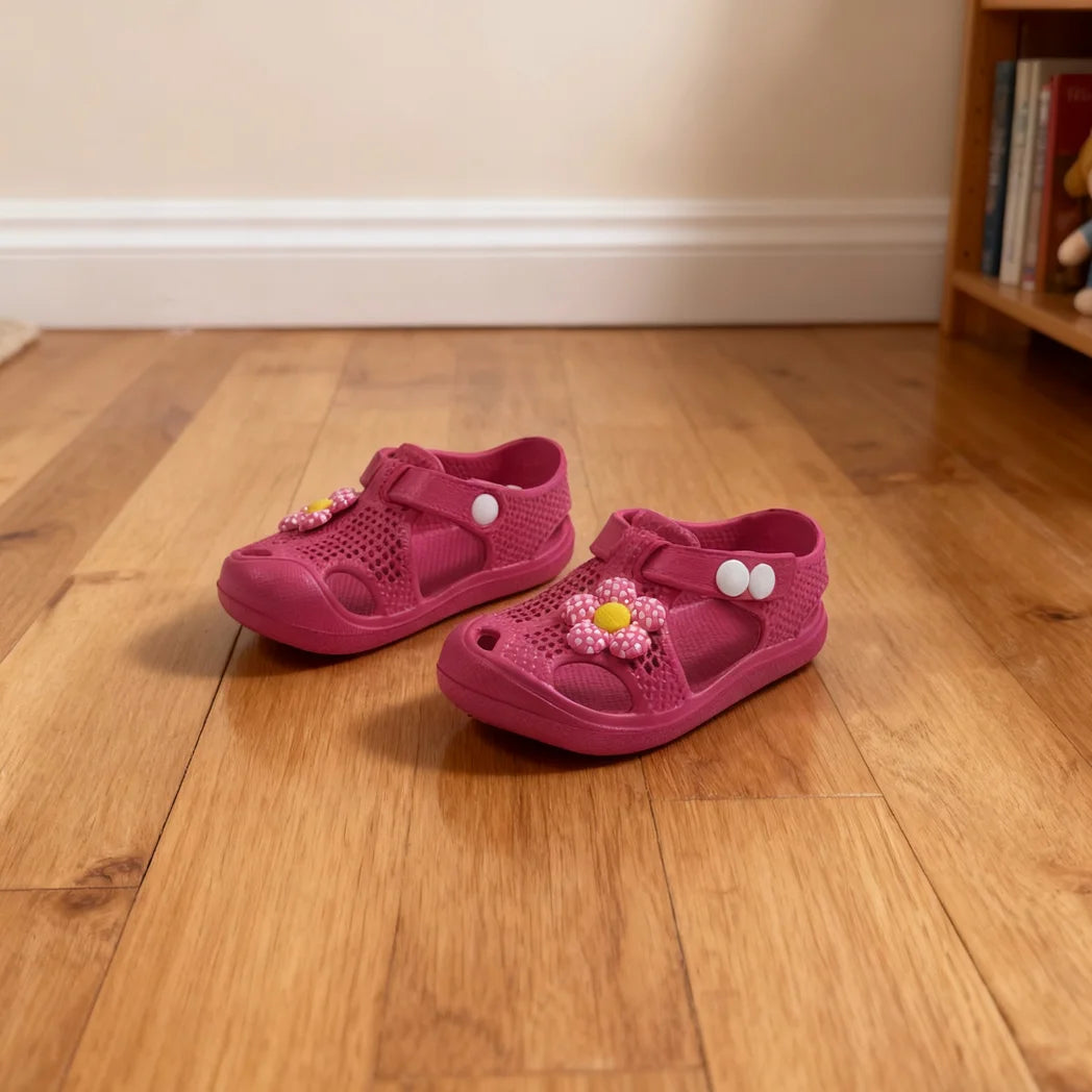 Sandalias de Verano para Niñas con Flores - Punta Cerrada Transpirables | Tallas 24-29