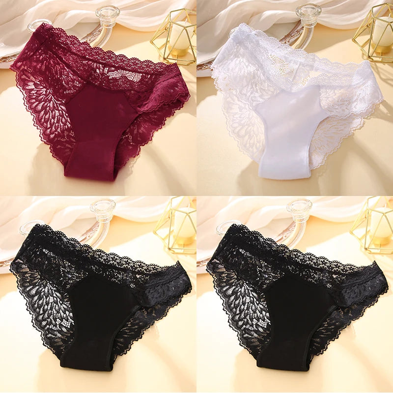 Set 4 Panties Sexy de Encaje con Transparencias - Lencería Elegante