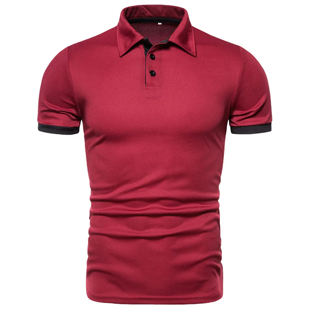 Men's Solid Color Short Sleeve Polo Shirt — Breathable, Everyday Casual
