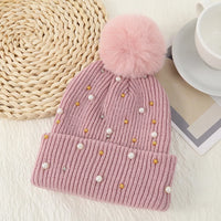 Gorro Invierno Mujer con Pompones y Perlas - Beanie Lana Tejido Cálido y Elegante