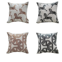 Retro Horse Jacquard Cushion Cover Set of 2 | Black White & Brown Sofa Pillow Cases