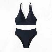 Bikini Talle Alto Cuello V - Traje de Baño Clásico de Dos Piezas