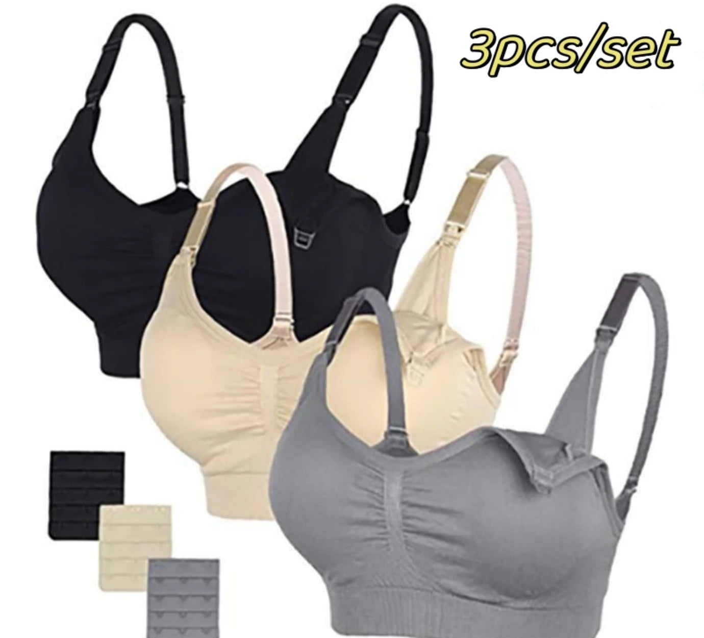 Nursing Bras for Breastfeeding Women – 3-Pack Seamless Maternity Bra (S–4XL)
