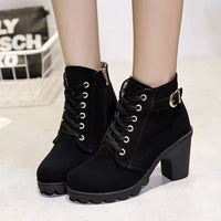 Matte Material Short Boots  Boots Women's round Toe High Heel Short Tube Boots Casual Summer Flat Heel round Head