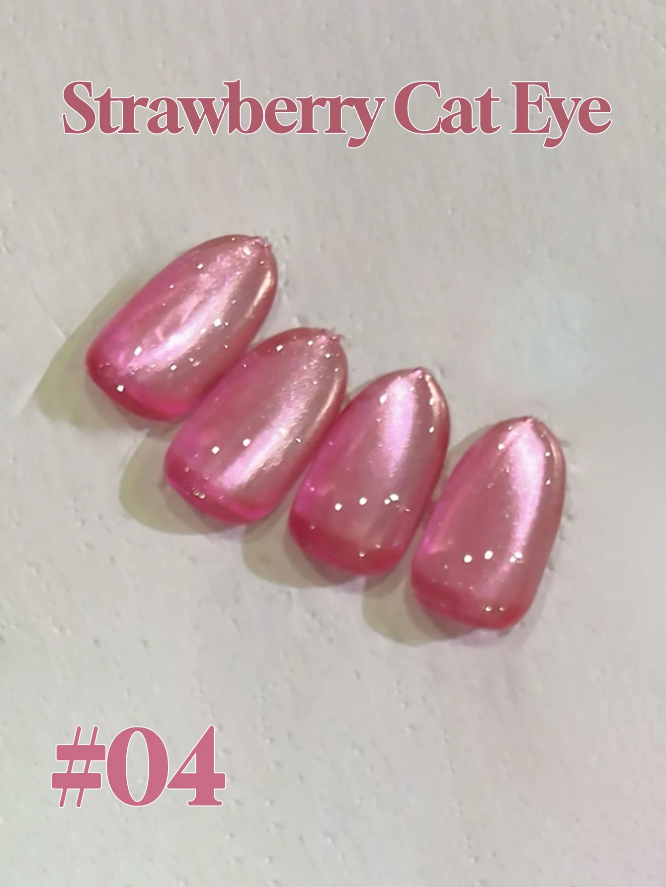 Glitter Cat Eye Gel Nail Polish — Whitening Strawberry Pink, Glass Bead Effect, 10ml