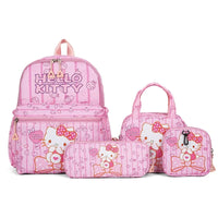 Set de 4 Piezas Mochila Escolar Kuromi Hello Kitty - Alta Capacidad para Niñas