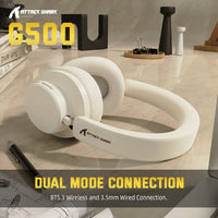 ATTACK SHARK G500 Bluetooth Active Noise Cancelling Over-ear Headsets, Bluetooth 5.3/3.5mm Stereo Wired Lightweight Headsets,