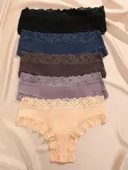 Set de 5 Panties de Algodón con Encaje - Ropa Interior Femenina