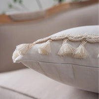 Wabi Sabi Linen & Cotton Fringe Cushion Cover | Handmade Boho Pillow Case