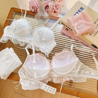 Sostén Push Up Estilo Lolita Japonés con Encaje - Bra Princesa para Mujer Copa AB