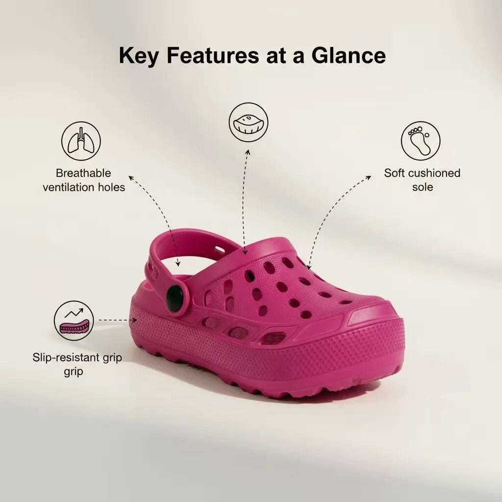 Girls Lightweight EVA Beach Sandals - Breathable Summer Clogs