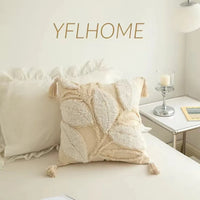 Bohemian Embroidered Pillow Cover - Geometric Tassel Cushion Case