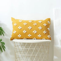 Cut Flower Embroidered Lumbar Cushion Cover 30x50cm | 100% Cotton Jacquard Pillow Case