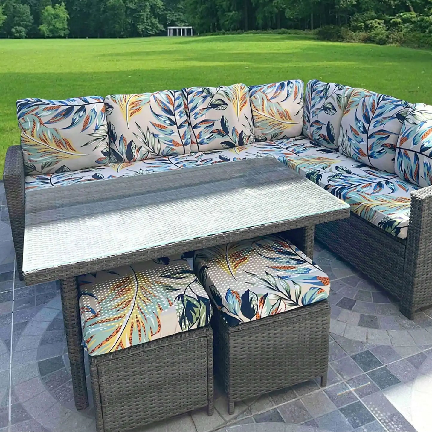 Tropical Print Outdoor Sofa Cushion Cover | Stretch Seat Protector