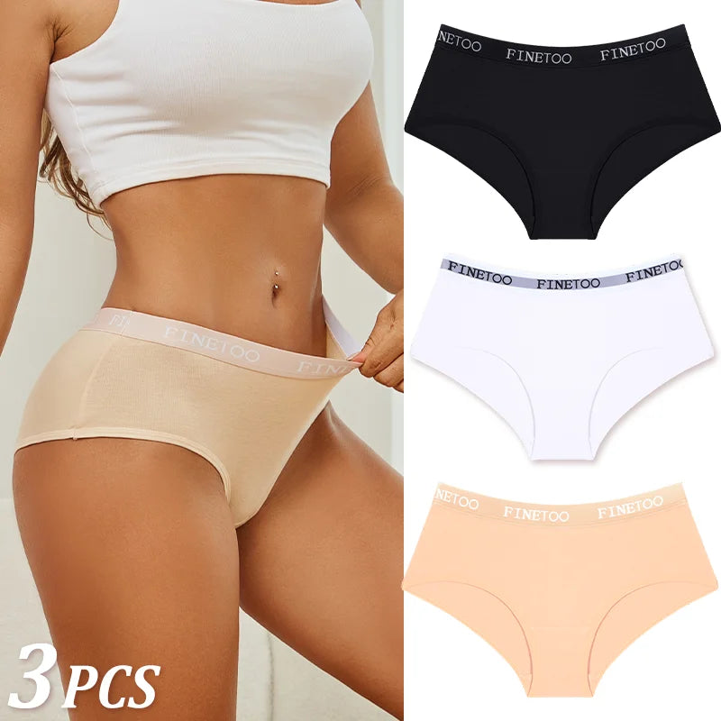 Set de 3 Panties de Algodón con Cinturón de Letras - Ropa Interior Sexy