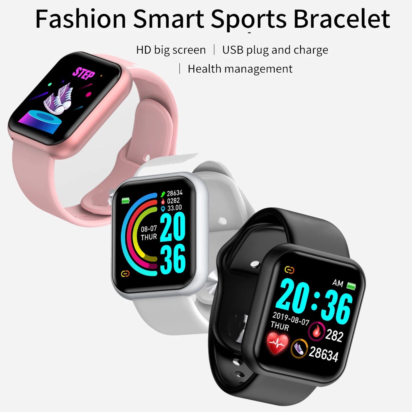 Smart Fitness Bracelet Watch with Heart Rate & Sleep Tracking