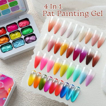 9-Color French Pat Gel Nail Polish Set – 4-in-1 UV/LED | Gradient, Stamping & Painting | DIY & Pro