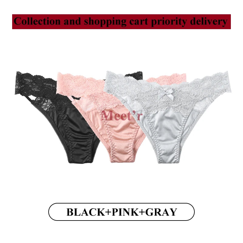 3-Pack Lace G-String Panties – Low-Rise, Breathable Hollow Lace | Women's Underwear Set