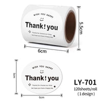 120-200Sheets/Roll Thank You Stickers DIY Decor Labels for Cake Bakery Baking Decoration Self-adhesive Label Gift Wrap Sticker