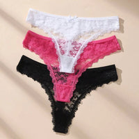 Lace Thong Set – 3 Pack | Low-Rise G-String Panties