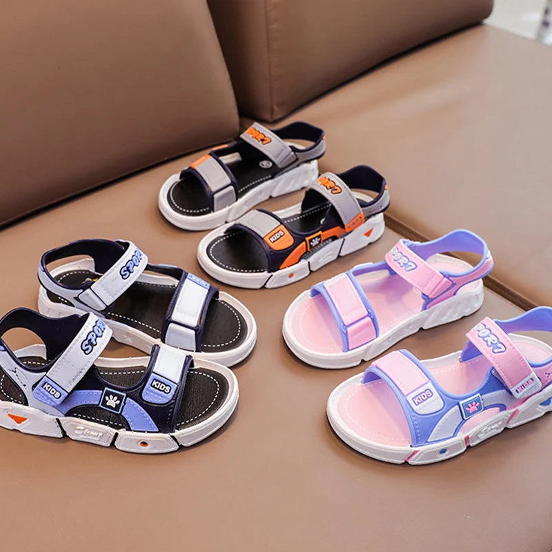 Kids Cartoon PVC Beach Sandals - Soft Sole Anti-Slip Summer Shoes