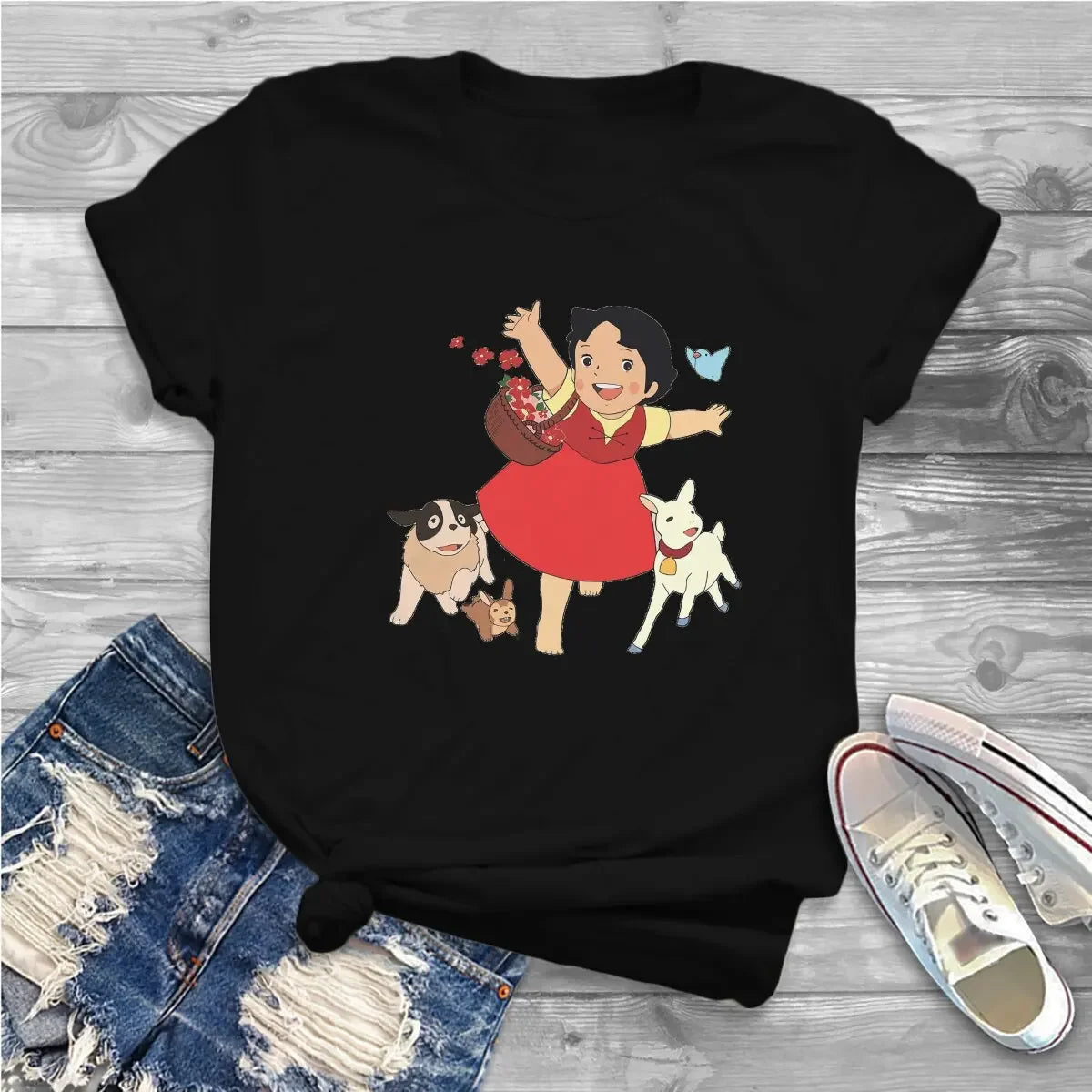 Women's Heidi Cartoon T-Shirt - Cute Casual Summer Tee