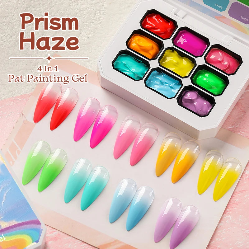 9-Color Gradient Gel Nail Art Set – 4-in-1 UV/LED Gel | Stamping, Painting & Ombre | DIY & Pro