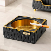 Luxury Resin Desktop Organizer – Ashtray & Tissue Box with Metal Trim