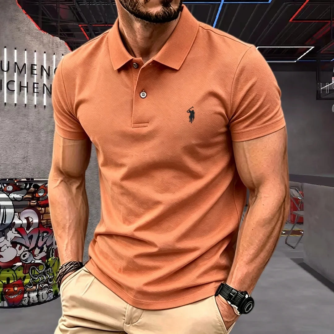 Men's Premium 100% Cotton Polo Shirt — Pony Embroidery, Anti-Wrinkle, Golf & Casual