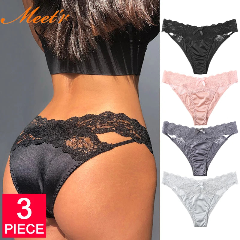 3-Pack Lace G-String Panties – Low-Rise, Breathable Hollow Lace | Women's Underwear Set