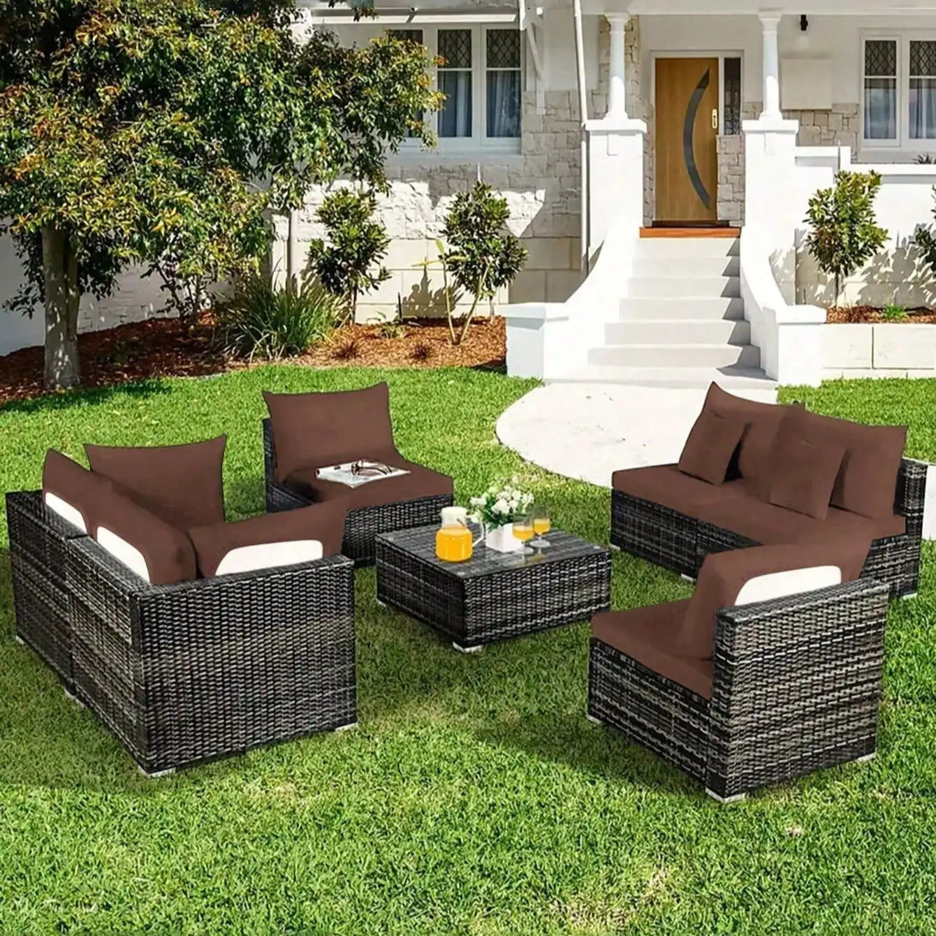Tropical Print Outdoor Sofa Cushion Cover Set | Stretch Seat Protectors