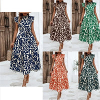 Floral Flying Sleeve Lace-Up Fairy Dress | A-Line Midi Women's Summer Dress