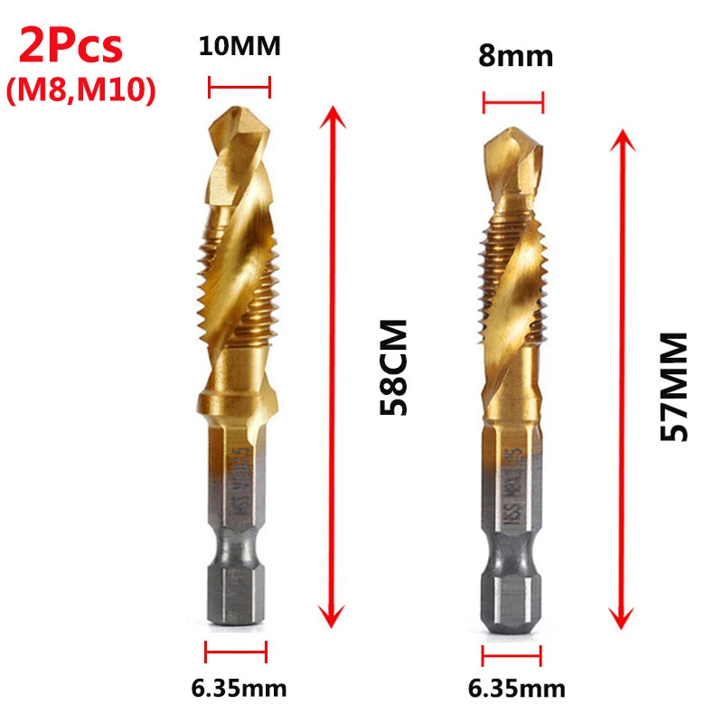 HSS Titanium Metric Tap Drill Bits Set | M3–M10 Thread Taps