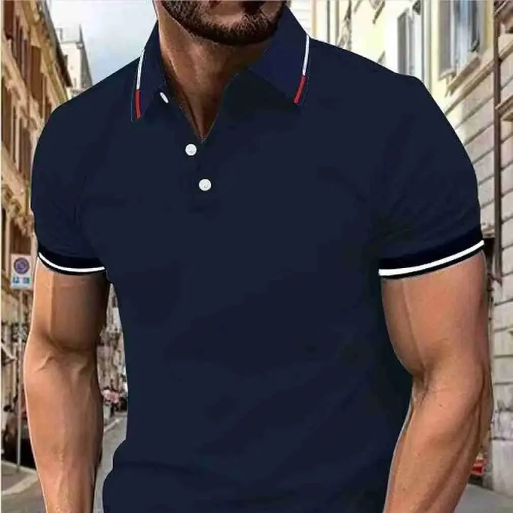 Contrast Color Striped Polo Shirt | Men’s Casual Short Sleeve Summer Top