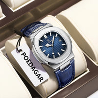 POEDAGAR Luxury Square Watch For Men Date Waterproof Luminous Quartz Business Man Wristwatch Leather Fashion Brand Men's Watches