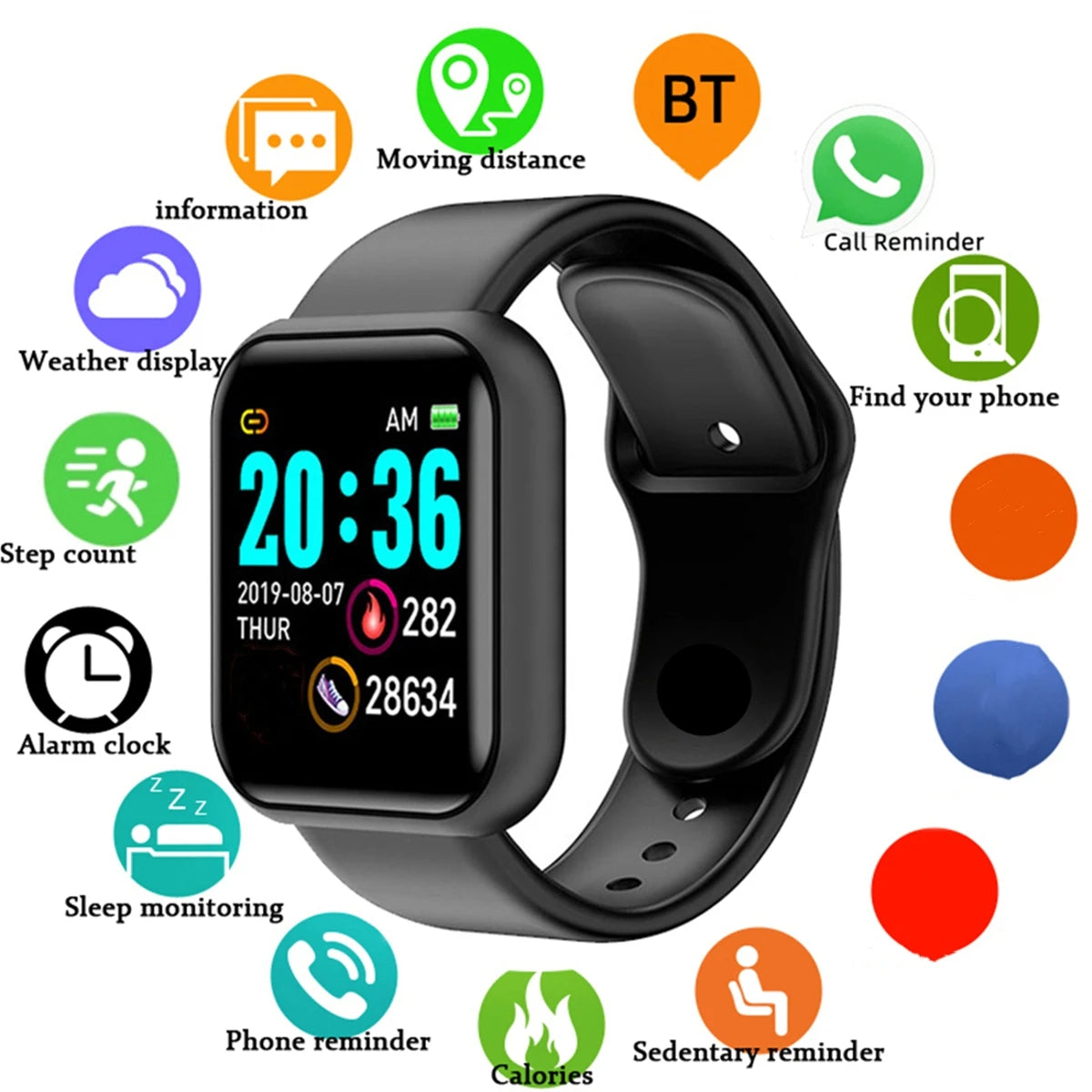 Fitness Smart Watch Bracelet with Heart Rate & Sleep Tracking