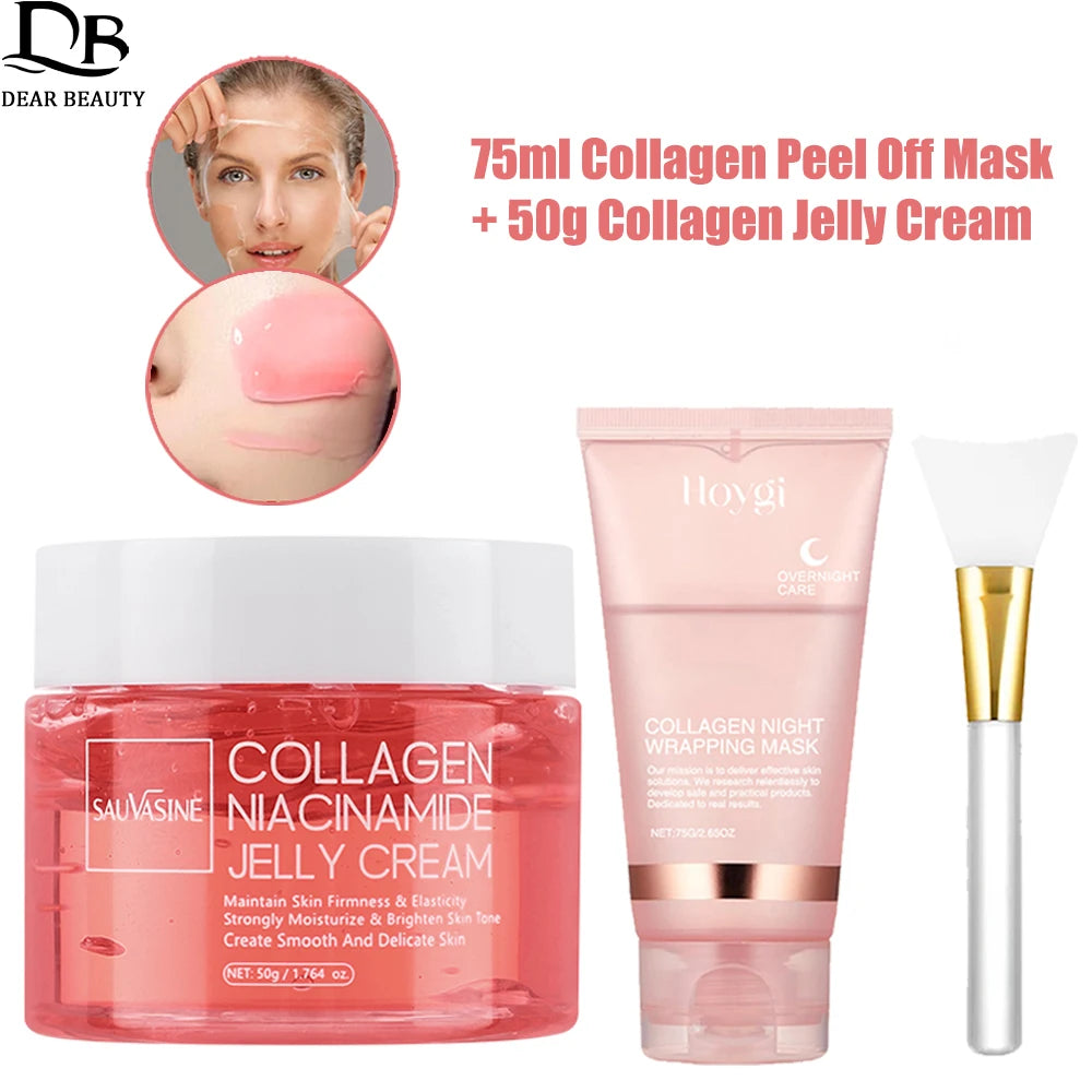 Ms.Dear Collagen Peel-Off Face Mask + Jelly Cream Set – Anti-Aging, Hydrating & Firming Korean Skincare