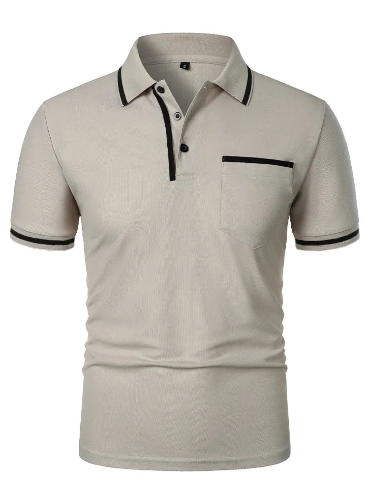 Men's Performance Polo Shirt — CoolMax Quick-Dry, Zipper Pocket & Breathable Mesh