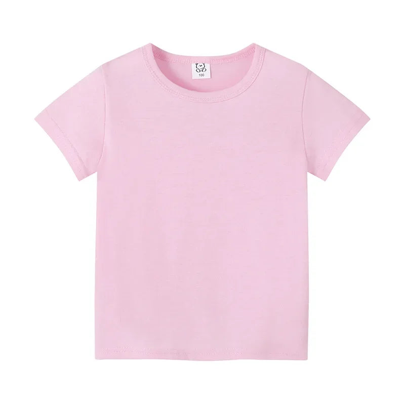 Kids Unisex 100% Cotton Short Sleeve T-Shirt | Solid Colors | Ages 2–12
